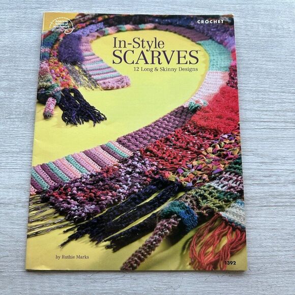 In Style Scarves 12 Long Skinny Designs Crochet Pattern Book Ruthie Marks - Picture 1 of 2